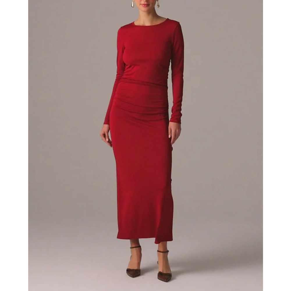 J Crew Long Sleeve Jersey Crepe Maxi Going Out Dress US Women's S New